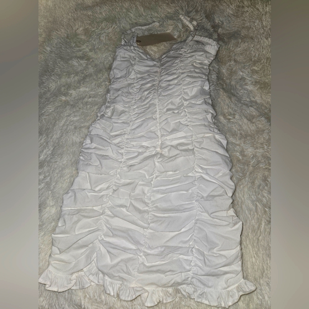Ruched White Dress